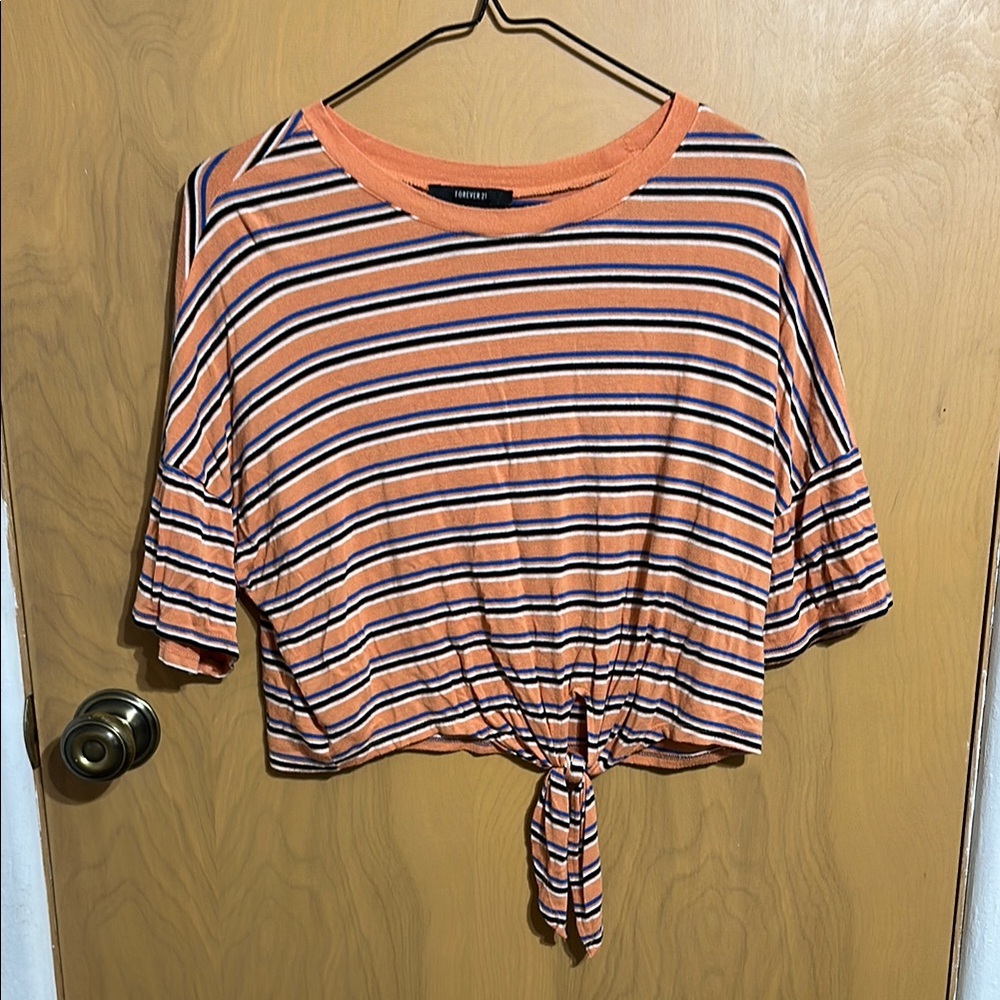 Forever 21 Dolman Sleeve Crop Tee in Orange and Blue